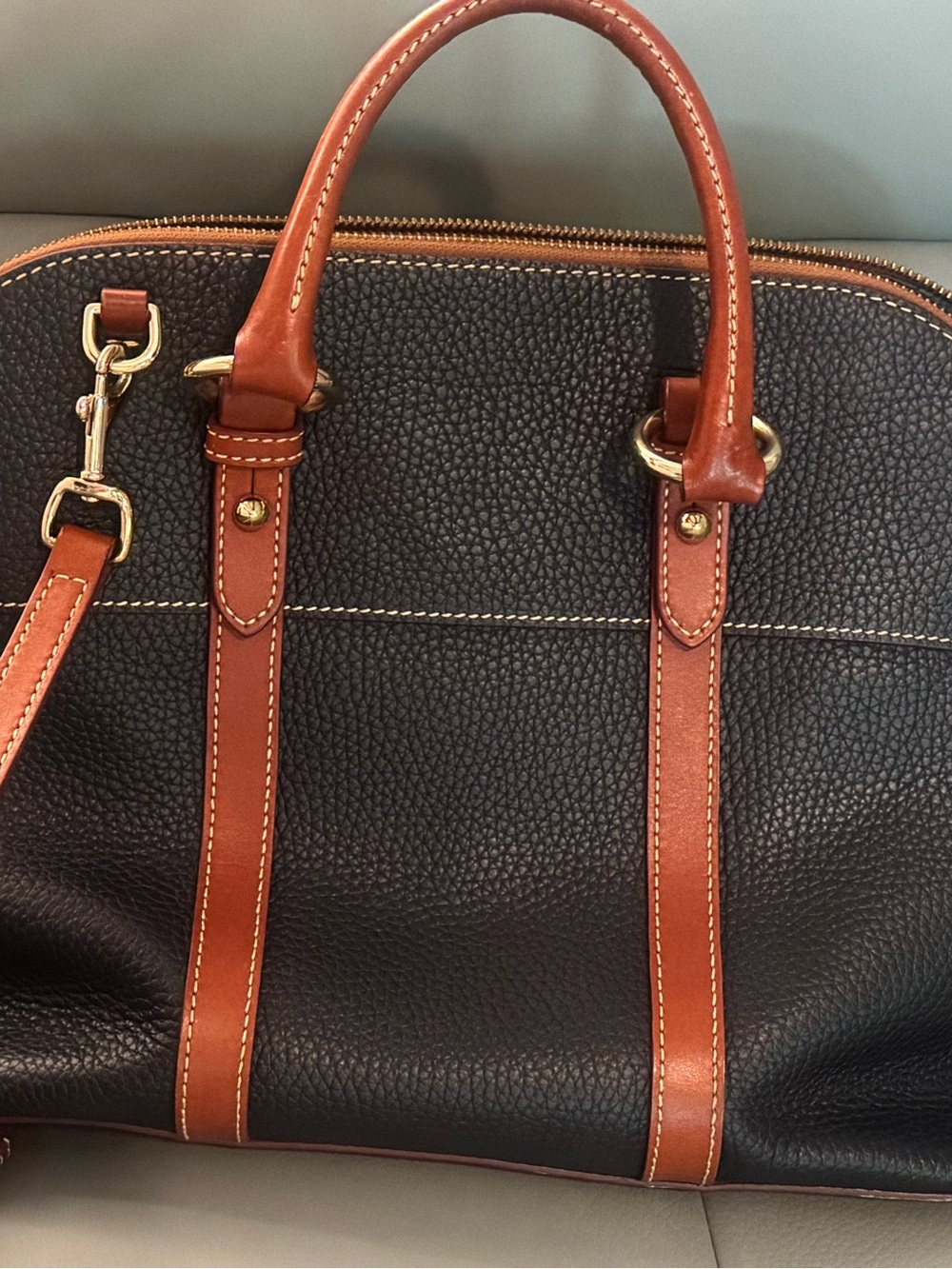 Dooney & Bourke black Pebbled Leather Aubrey Top Handle Purse with pouch - Picture 8 of 11